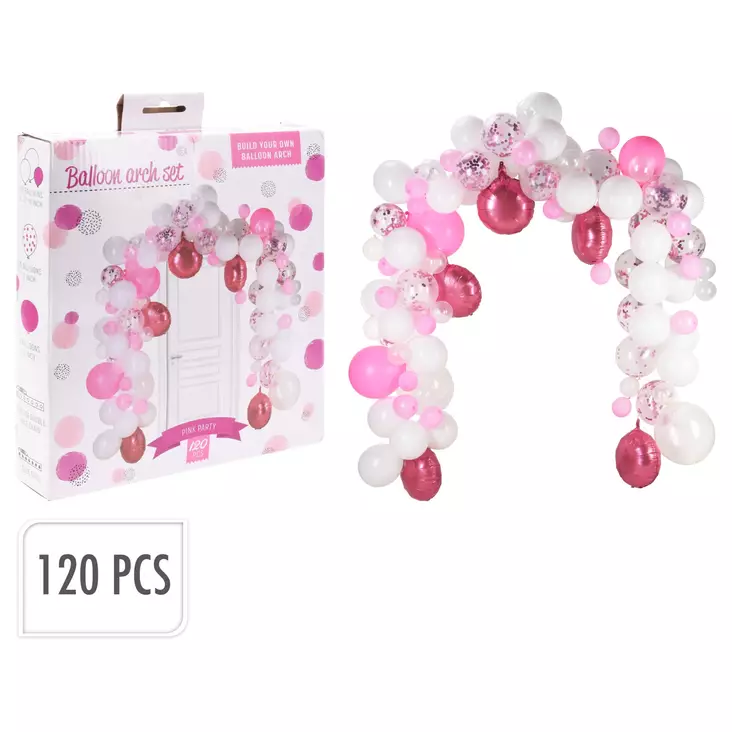 Ilmapallokaari 120kpl pinkki - Ilmapallot ja tarvikkeet - 8720573584739 - 1