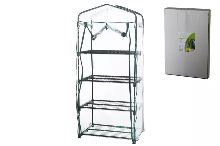 Kasvihuone 4-hyllyä vihreä - Kasvihuoneet - 6410412643049 - 1