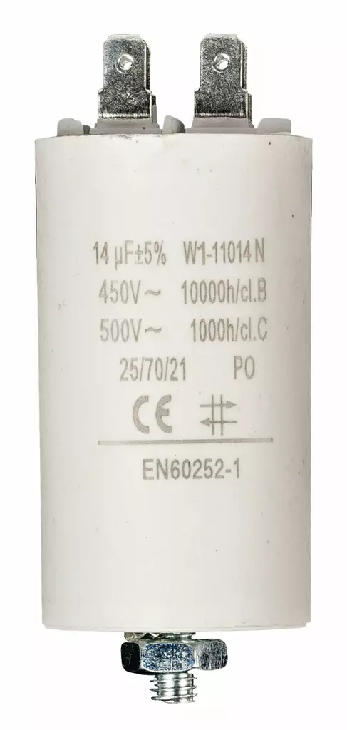 Kondensaattori | 14 uF | 450 V | Faston | 1 kpl - Varaosat - 5412810231959 - 1
