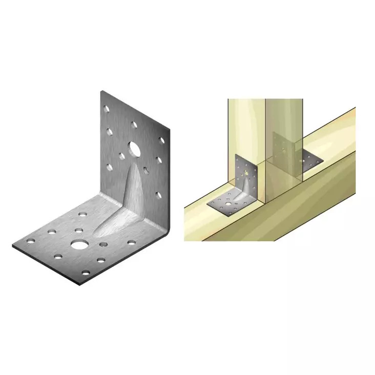 Kulma 70 x 70 x 55 mm vahvistettu RST - Naulauslevyt ja kulmaraudat - 4741280711649 - 1