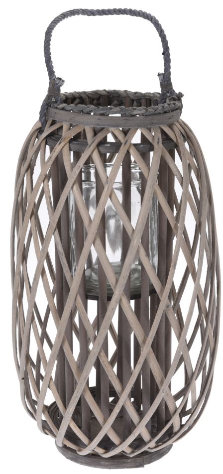 Lyhty harmaa paju lasi 50 x 28 cm - Kynttilät ja lyhdyt - 8719202648669 - 1