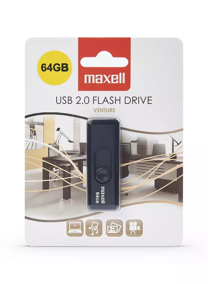 Muistitikku USB 64GB Maxell Venture - USB-muistit ja kiintolevyt - 4902580723439 - 1