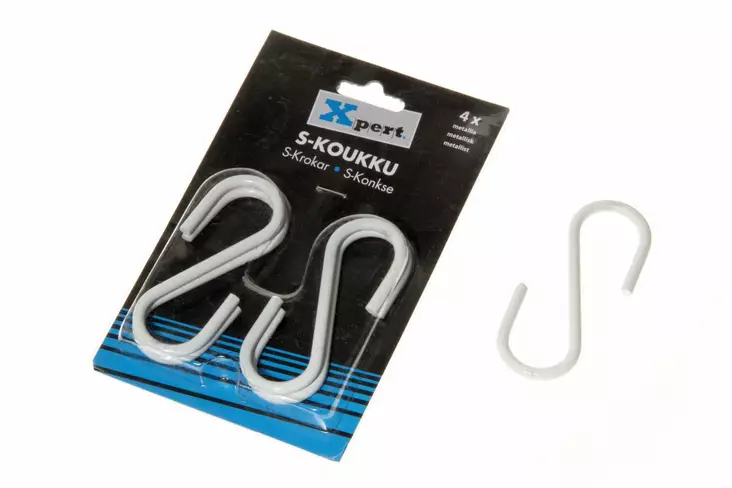 S-koukku metalli 4 kpl valkoinen - Koukut ja ripustimet - 641-7012-99 - 2