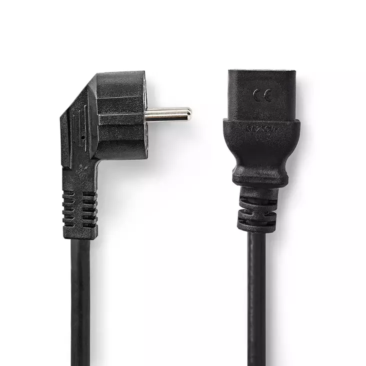 Sähköjohto | Suko Uros | IEC-320-C19 | Kulma | Suora | Niklattu | 2.00 m | Pyöreä | PVC | Musta | Laatikko - Virtakaapelit ja liittimet - 5412810427369 - 1