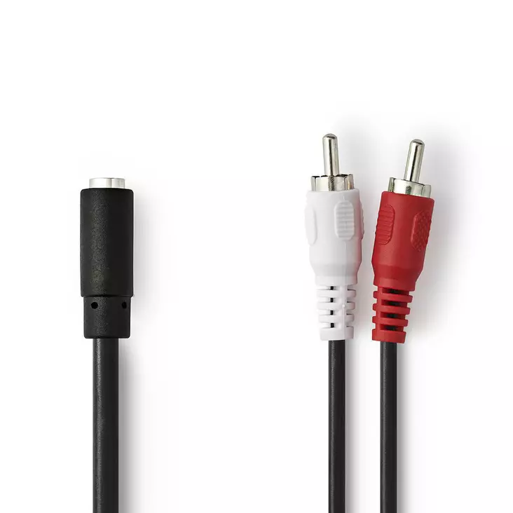 Stereoäänikaapeli | 2x RCA uros | 3.5 mm naaras | Niklattu | 0.20 m | Pyöreä | Laatikko - Audiokaapelit - 5412810288199 - 1