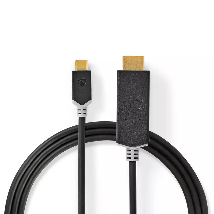 USB-C Sovitin | USB 3.2 Gen 1 | USB-C Uros | HDMI liitin | 4K@60Hz | 2.00 m | Pyöreä | Kullattu | PVC | Antrasiitti | Laatikko - Tietokone ja verkko - 5412810331659 - 1