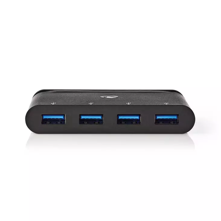 USB N Moniporttisovitin | USB 3.2 Gen 1 | USB-C Uros | 4x USB-A | Pyöreä | Niklattu | Musta | Ikkunallinen laatikko ja koukkupidike - USB-sovittimet ja telakointi - 5412810292639 - 1