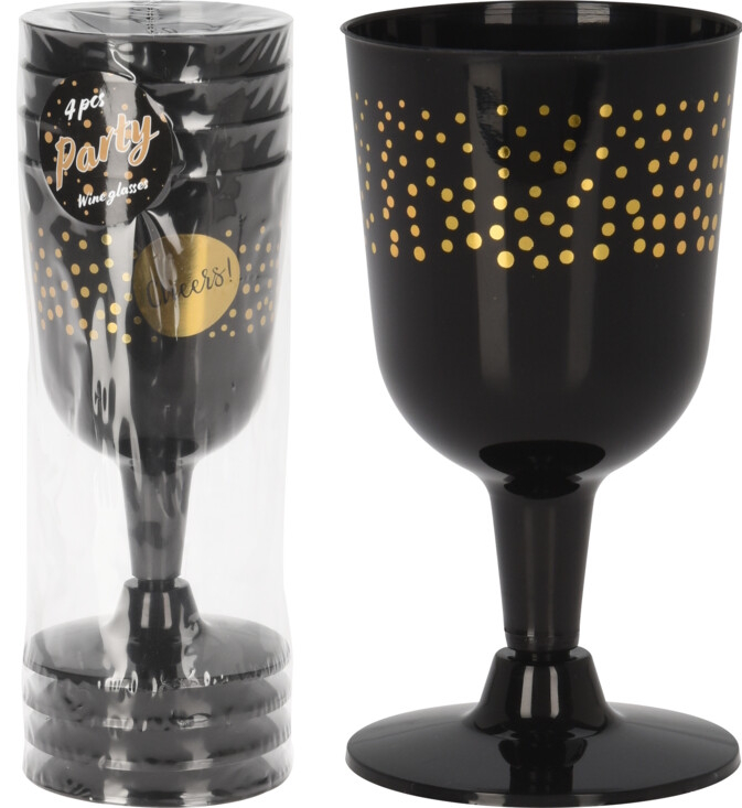 Viinilasi 4 kpl Glitter muovia - Juomalasit - 8719987601309 - 1