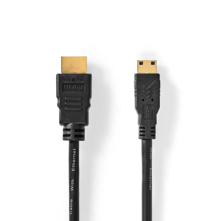 High Speed HDMI Kaapeli Ethernet | HDMI liitin | HDMI Mini | 4K@30Hz | 10.2 Gbps | 1.50 m | Pyöreä | PVC | Musta | Label - HDMI-kaapelit - 5412810427079 - 1