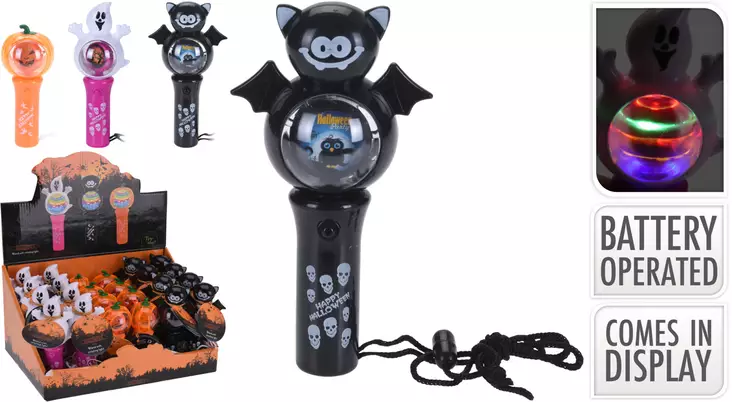 Halloween valosauva 12cm led-efekteillä – hauska paristokäyttöinen valokeppi juhliin ja leikkeihin - Juhlakoristeet - 8719987628689 - 1
