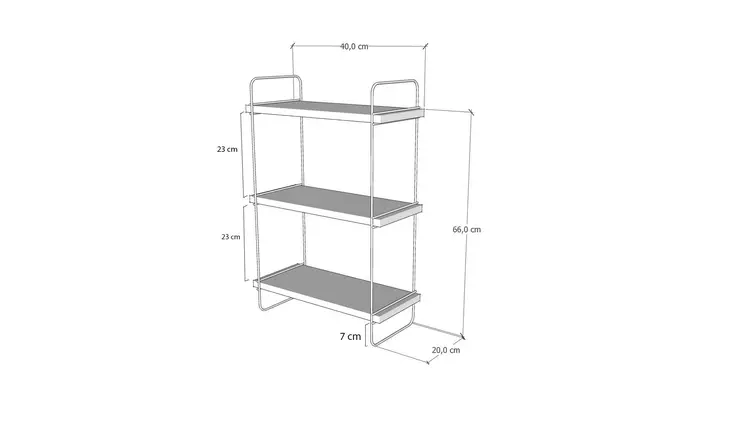 Anthrasittinen Seinä Hylly, 100% Melamiinipinnoitettu Lastulevy, 18mm, Metalli Runko, 40x66x20cm, Useita Hyllyjä - Seinähyllyt - 8684282665199 - 1