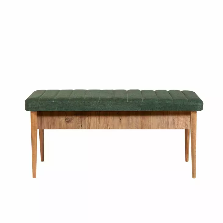 Atlantic Pine Green Penkki - 100% Melamiinipinnoitettu Lastulevy, Pellavakangas, Säilytystila, 110x46x40 cm, Sarviapilajalat - Penkit - 8681875791129 - 1