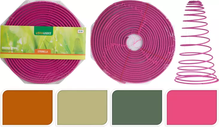Citronella hyttyskierukka vaaleanpunainen 22cm - Hyttysansat ja -karkottimet - 8719987017629 - 1