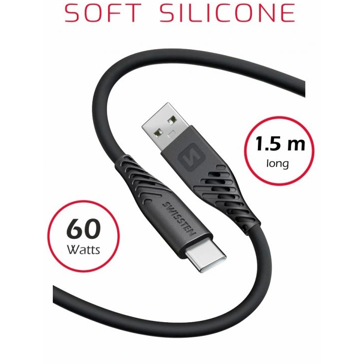 Datakaapeli USB / USB-C 1.5 M 60W - USB-C -kaapelit - 8595217481459 - 1