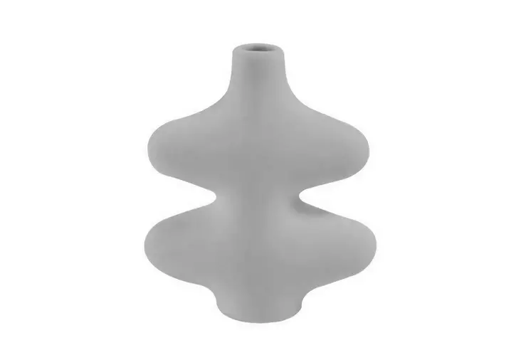 Harmaa Keraaminen Maljakko 19x5x21 cm - Tyylikäs Sisustuselementti Kotiin - Laadukas ja Kestävä Koriste-esine - Kukka-amppelit ja maljakot - 8684282978879 - 1