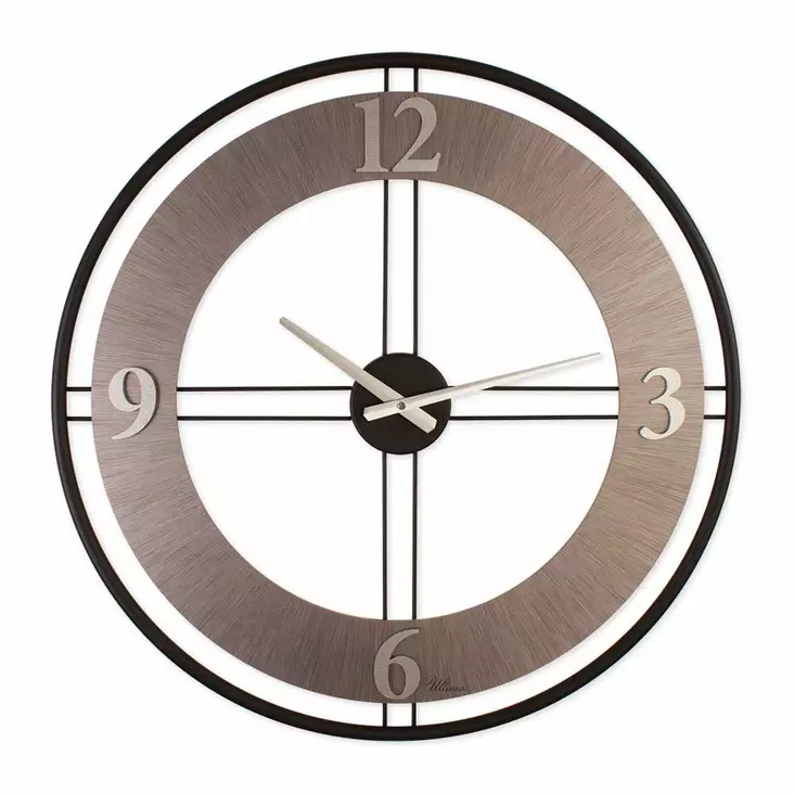Hopeinen Musta Koristeellinen Metalliseinäkello 62x62 cm - Hiljainen Liike - Tyylikäs ja Ajaton Sisustuselementti - Seinäkellot - 8684283520039 - 1