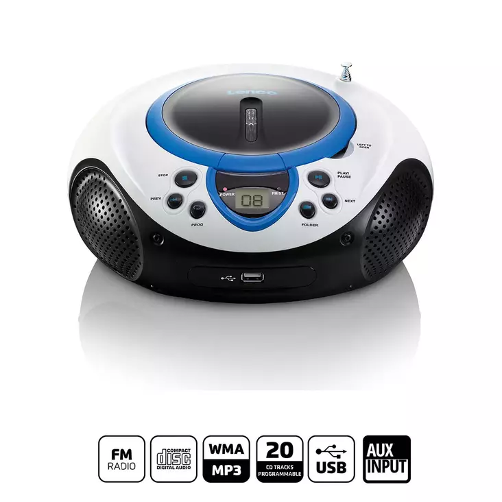Kannettava FM-radio CD- ja USB-soitin Vaaleanpunainen - Radiot ja MP3/4-soittimet - 8711902025689 - 1
