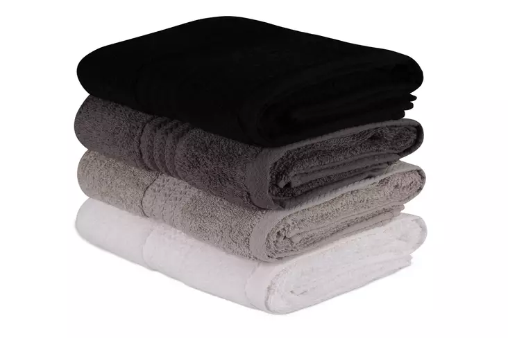 Käsipyyhesetti (4 kpl), valkoinen harmaa tummanharmaa musta, 50 x 90 cm, pehmeä, imukykyinen, kestävä - Pyyhkeet ja kylpytakit - 8681181150399 - 1
