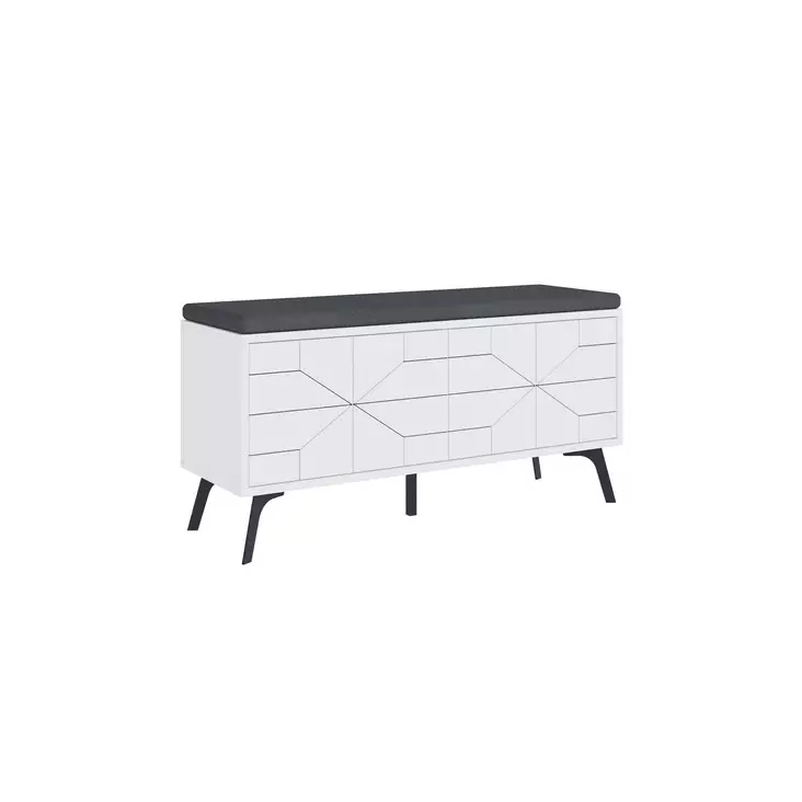 Kenkäkaappi Valkoinen 107x55x35 cm, 100% Melamiinipinnoitettu Lastulevy, Pehmeästi Sulkeutuvat Saranat, Metallijalat - Kenkäkaapit - 8684282587019 - 1