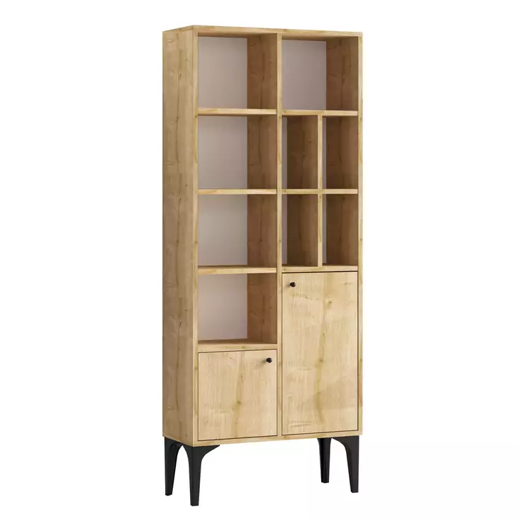 Kirjahylly Sapphire Oak - Antibakteerinen, 100% Melamiinipinnoitettu, 60x175x30 cm, Helppo Koota, 2 Pakettia - Kirjahyllyt - 8683342978729 - 1