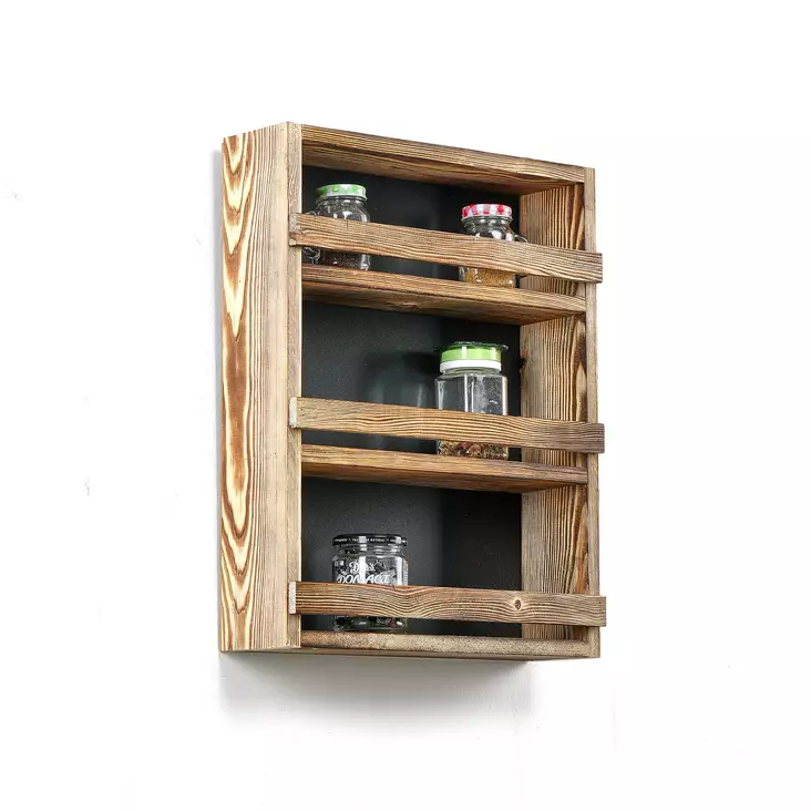 Kolmitasoinen Luonnonvärinen Puuhylly - Korkeus 48 cm, Leveys 34 cm, Syvyys 8 cm - Tyylikäs Sisustuselementti - Seinähyllyt - 8684282607779 - 1