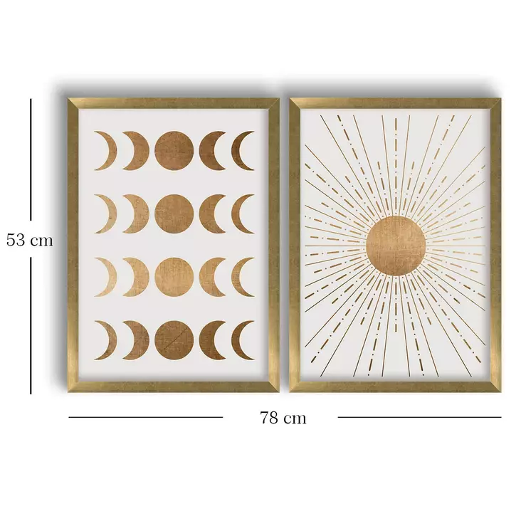 Koristeellinen Kehystetty MDF-maalaus (2 kpl) - Ruskea Minkki Valkoinen - 38x53 cm - 100% MDF ja Puu - Taulut ja kehykset - 8683743825059 - 1