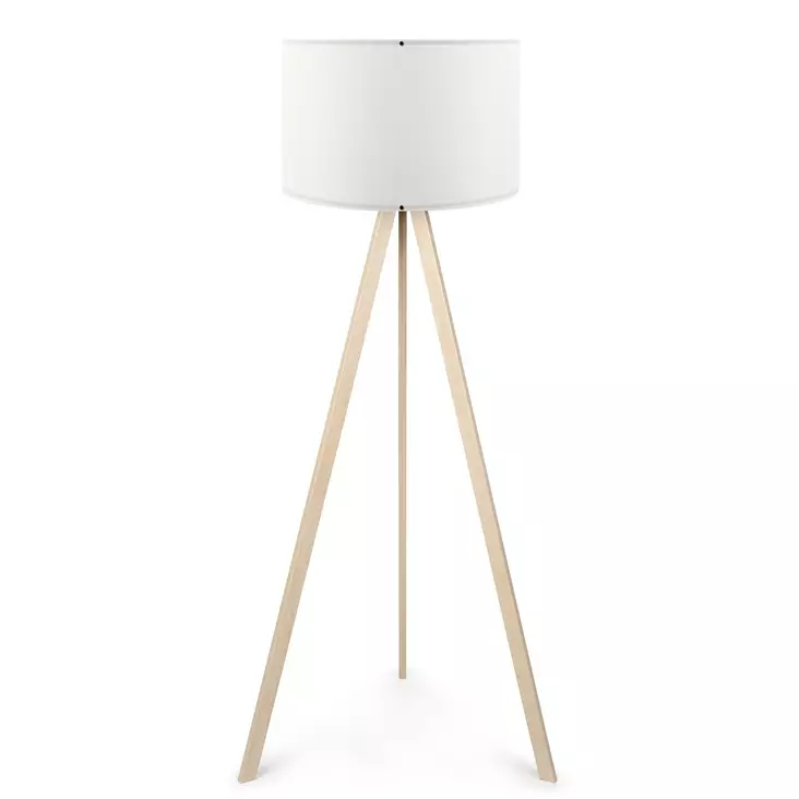 Lattiavalaisin, valkoinen tammi, 38 x 140 cm, tyylikäs, kestävä, minimalistinen - Lattia- ja pöytävalaisimet - 8681875052459 - 1