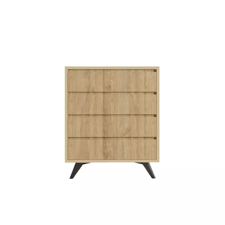 Moderni Tammi Lipasto - 4 Vetolaatikkoa, Useita Hyllyjä, 100% Melamiinipinnoitettu, 70x86x40 cm, Kiinnitettävä Seinäkiinnitys - Lipastot ja senkit - 8683743190249 - 1