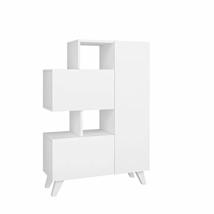 Monikäyttöinen Kaappi - Valkoinen, 100% Melamiinipinnoitettu Lastulevy, 80x122x31,5 cm, Useita Hyllyjä, Seinään Kiinnitettävä - Kaapit ja lipastot - 8683743303199 - 1