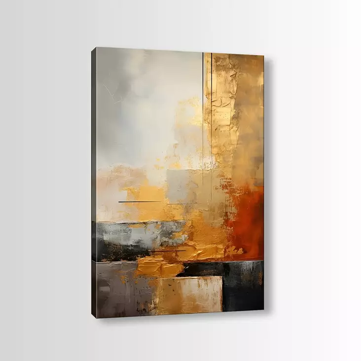 Monivärinen 100% Kangas Seinäkoriste Maalaus 70x100 cm - Puinen Kehys 3 cm - Tyylikäs Sisustuselementti - Taulut ja kehykset - 8684283798759 - 1