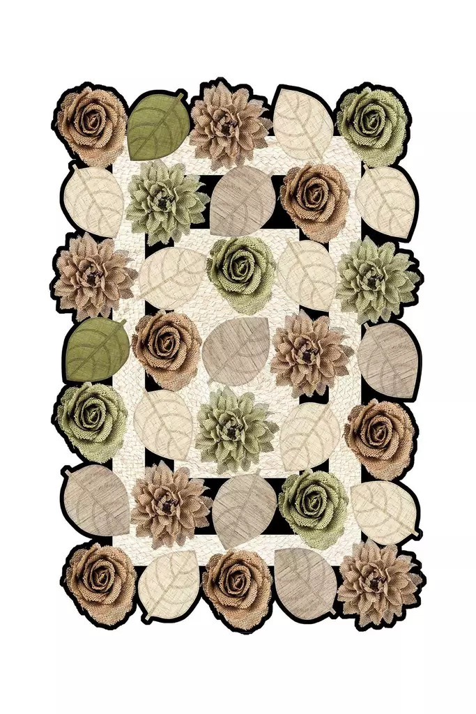 Monivärinen 60x100 cm Antibakteerinen Polyesterimatto - 3D Digipainatus, Konepestävä, Liukumaton PVC-pohja - Pienet matot ja käytävämatot - 8682870612099 - 1