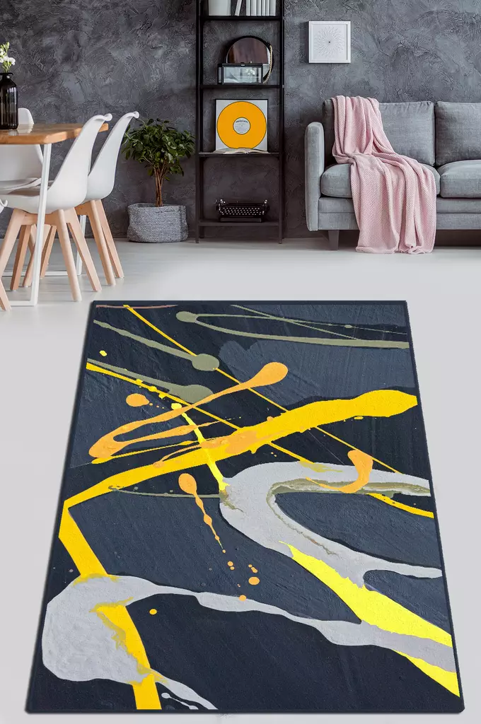 Monivärinen Antibakteerinen Konepestävä Matto 80x120 cm - 100% Polyesteri, Luistamaton, 10 mm Paksuus - Pienet matot ja käytävämatot - 8682870889859 - 1