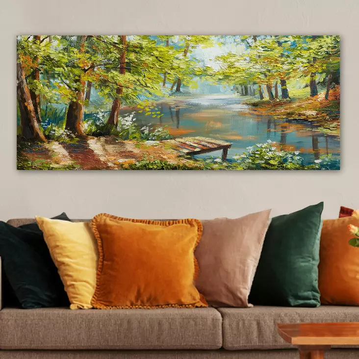Monivärinen Koristeellinen Canvas-taulu 50x120 cm - 100% Puukehys, 3 cm Paksuus - Tyylikäs Sisustuselementti - Taulut ja kehykset - 8682870429369 - 1