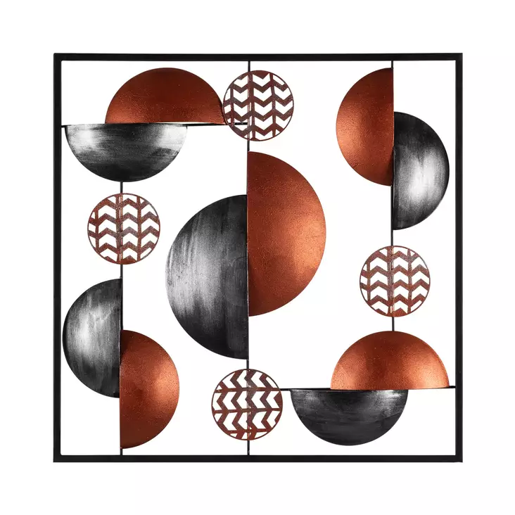 Monivärinen Koristeellinen Metalli Seinäkoriste 55x55 cm - Käsinmaalattu Taideteos 100% Metallia, Kestävä ja Tyylikäs - Koristeet, koriste-esineet - 8682870854819 - 1