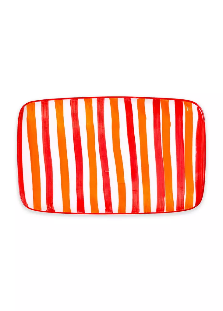 Oranssi Keraaminen Tarjotin 34x25x2 cm - Astianpesukoneen Kestävä, Ei Mikroaaltouuniin - Tyylikäs Keittiöväline - Lautaset - 8684283616749 - 1