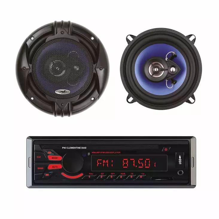 Pakettiradio MP3-autosoitin PNI Clementine 8440 4x45w + koaksiaaliset autokaiuttimet PNI HiFi650, 120W, 16,5 cm - PNI tuotteet - 5949066519949 - 1
