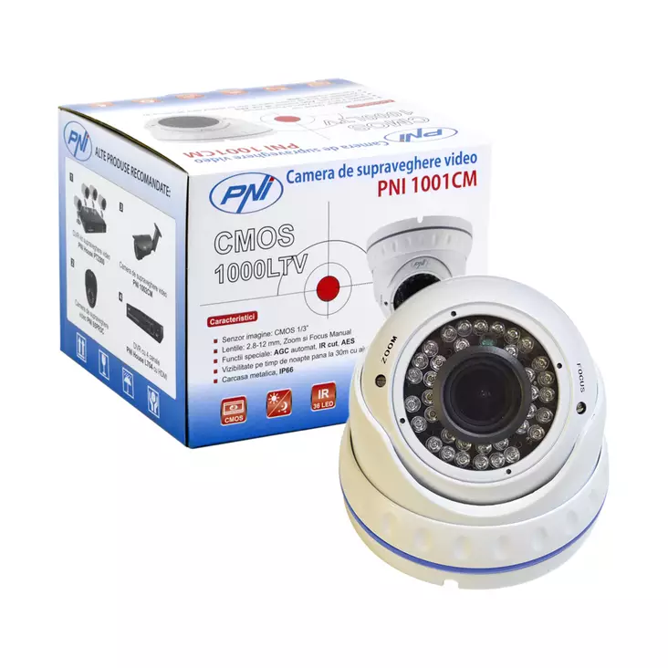 PNI 1001CM -valvontakamera, Varifocal-objektiivi, 1000 TVL 960H varten. sisä- ja ulkopuoli IR 30 m - PNI tuotteet - 5949066500039 - 1