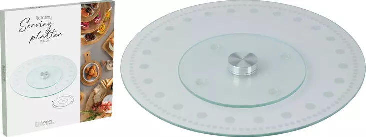 Pyörivä tarjoilualusta, lasimainen, 30 cm - Tarjoiluastiat - 8718158582669 - 1