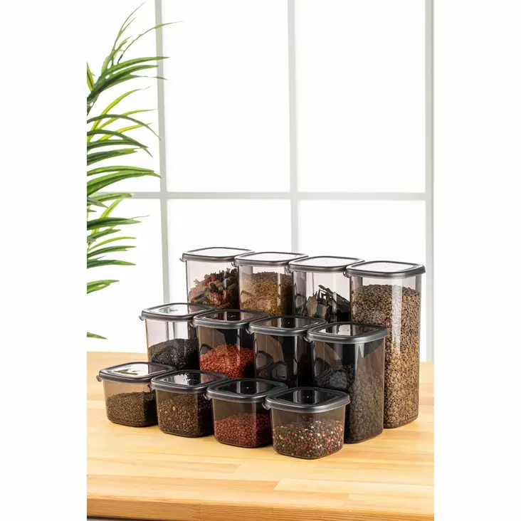 Säilytyslaatikko-setti (12 osaa), antrasiitti, 10 x 10 x 9,5 cm / 550 ml, kestävä, tyylikäs, monikäyttöinen - Muovilaatikot ja säilytyslaatikot - 8683742869009 - 1