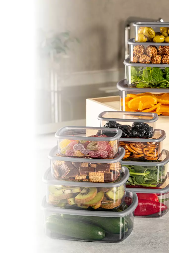 Säilytyslaatikko sarja (12 osaa), antrasiitti, 7,8 x 12,5 x 4 cm, kestävä, tilaa säästävä - Muovilaatikot ja säilytyslaatikot - 8684283210619 - 1