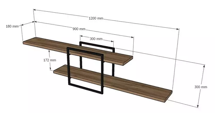 Seinähylly, atlantinmänty, 120cm x 30cm x 18cm, kestävä, helppo asentaa - Seinähyllyt - 8682870717039 - 1