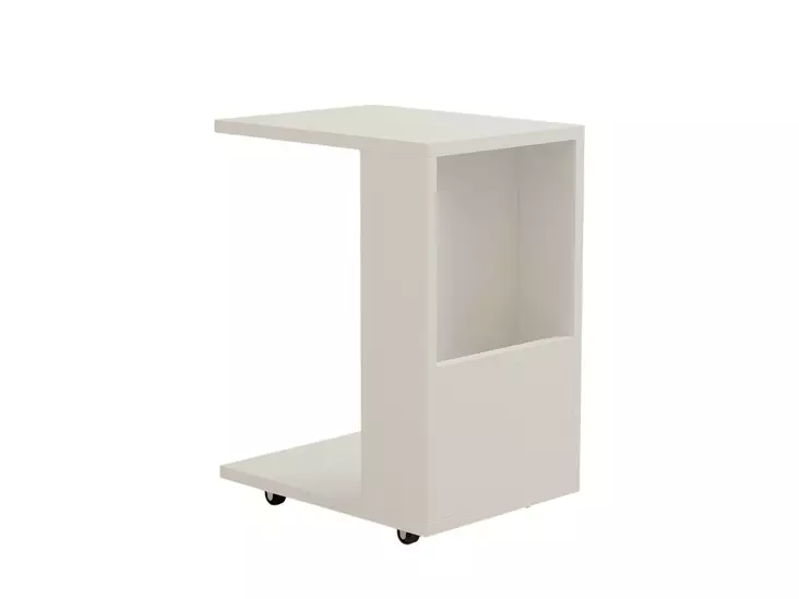 Skandinaavinen Valkoinen Sivupöytä - 100% Melamiinipinnoitettu Lastulevy, 18mm, 30x50x40cm, Kestävä ja Tyylikäs - Sivu- ja apupöydät - 8683342740029 - 1