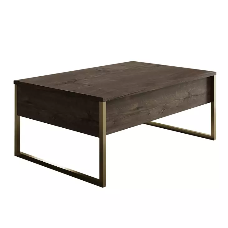 Sohvapöytä - Huonekalut, Pähkinä Kulta, 100% Melamiinipinnoitettu Lastulevy, Metallijalat, 90x60x40 cm, 1 Paketti - Sohvapöydät - 8683743791149 - 1