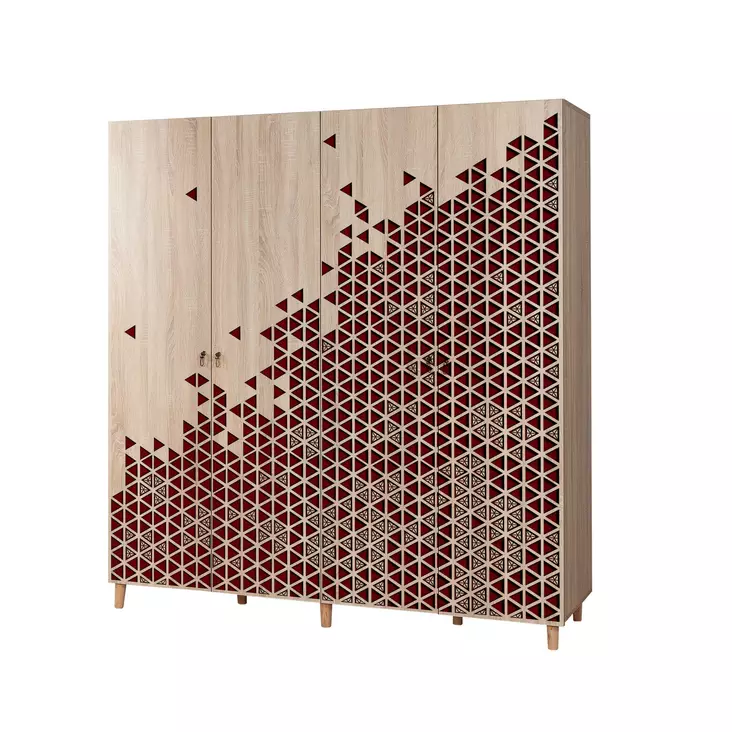 Sonoma Oak Vaatekaappi - 100% Melamiinipinnoitettu, 18mm Paksuus, Hornbeam Jalat, Metalli- ja Köysikahvat, UV-suojattu - Vaatekaapit - 8681875381139 - 1