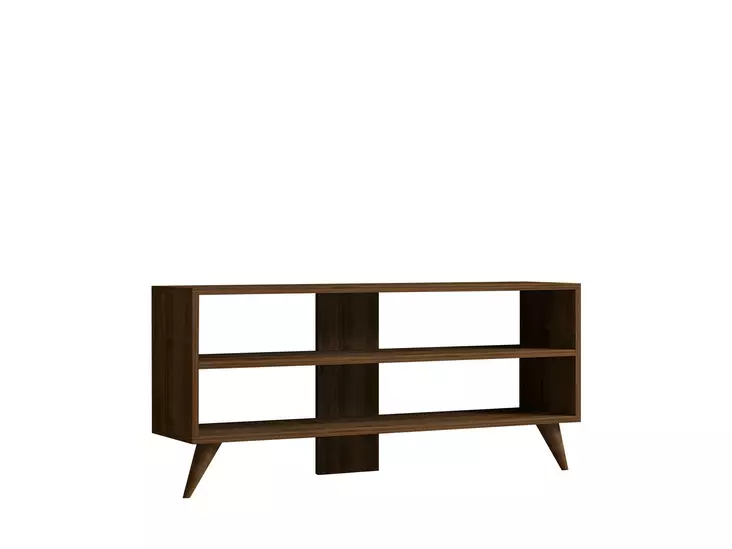 TV-taso, Huonekalut, Pähkinä, 100% Melamiinipinnoitettu Lastulevy, 18mm, 120x50x29,6cm, Useita Hyllyjä, Lisäsäilytystila - TV-tasot - 8681875449549 - 1