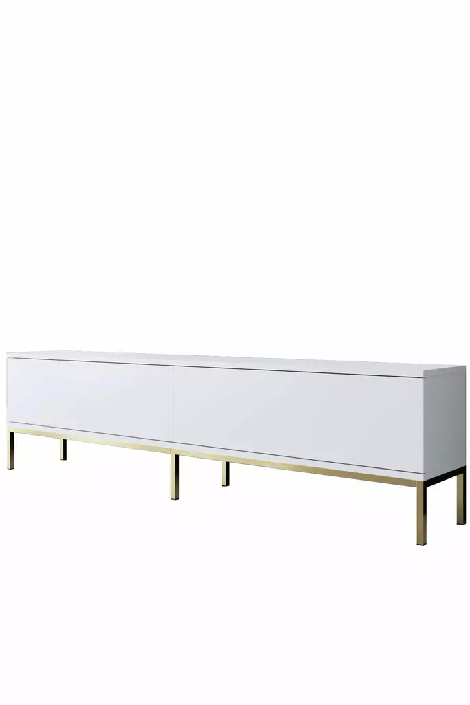 TV-taso, Valkoinen Kulta, 100% Melamiinipinnoitettu Lastulevy, 18mm, Metallijalat, 180x47x30cm, 1 Paketti, 24,5kg - TV-tasot - 8684282484059 - 1