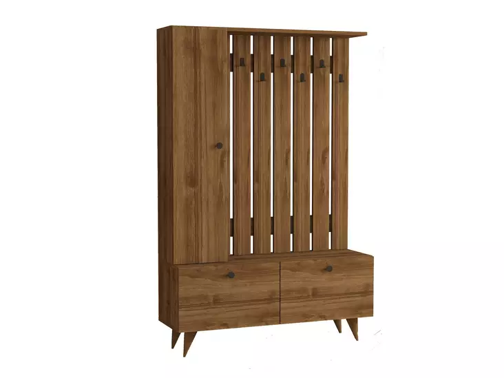 Tyylikäs ja Kestävä Hall Standi - 100% Melamiinipinnoitettu Lastulevy, Pähkinä, 112x170x35 cm, Helppo Kokoaminen - Eteiskaapit - 8683342740579 - 1