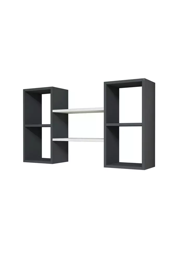 Tyylikäs ja Kestävä Valkoinen Antrasiitti Seinä Hylly 100% Melamiinipinnoitettu 18mm 105x60x20cm Lisäsäilytystilaa - Huonekalut - 8681875147049 - 1