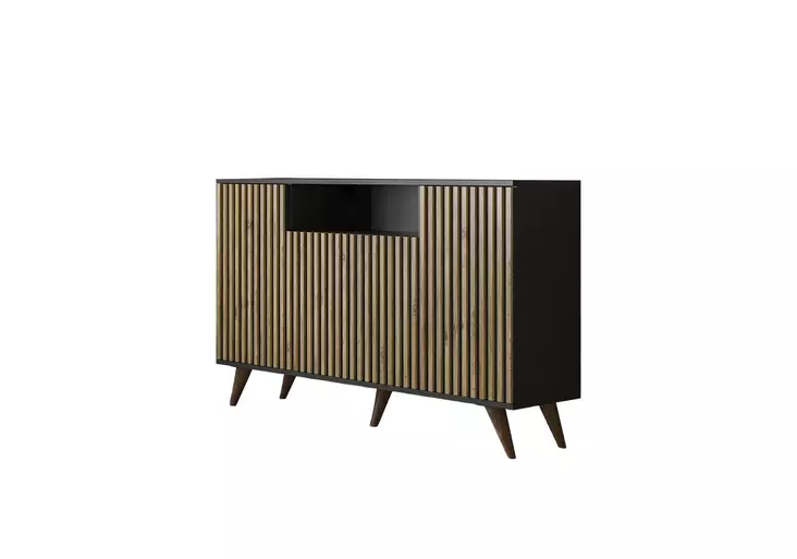Tyylikäs ja Toiminnallinen Konsoli - 100% Lastulevy, MDF Kehys, 140x91x35 cm, Puinen Musta Atlantinmänty - Lipastot ja senkit - 8684283029549 - 1