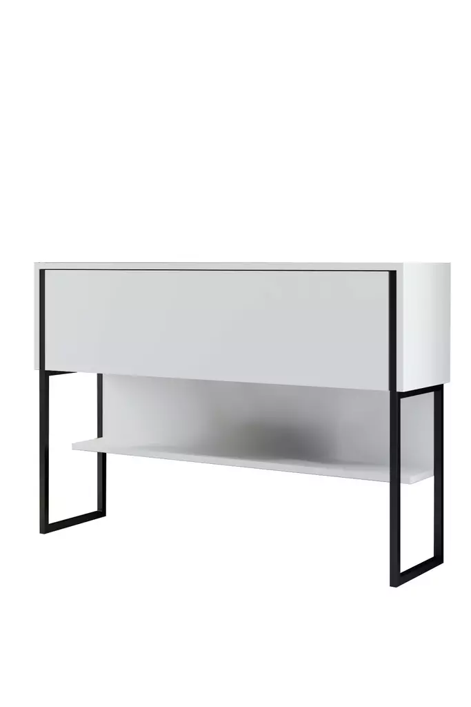 Tyylikäs Musta Valkoinen Lipasto - 100% Melamiinipinnoitettu Lastulevy, 120x80x30 cm, Metallijalat, Kestävä ja Moderni - Lipastot ja senkit - 8684282883739 - 1